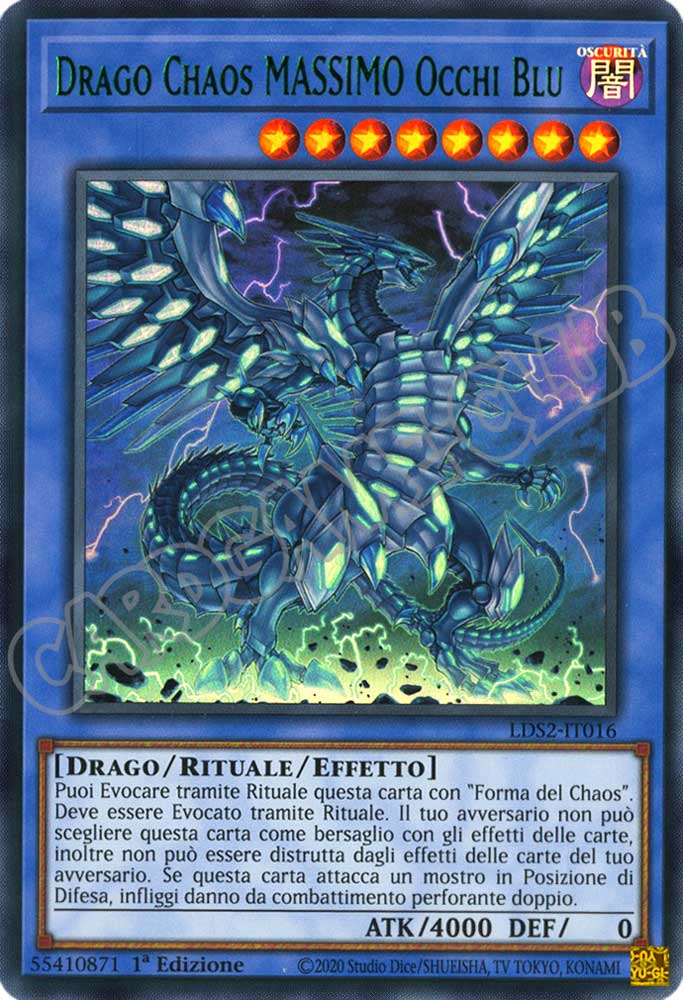 LDS2-IT016 Drago Chaos MASSIMO Occhi Blu (scritta VERDE) ultra rara 1a Edizione (IT) -NEAR MINT-