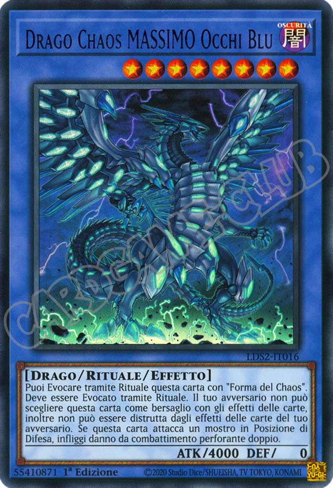 LDS2-IT016 Drago Chaos MASSIMO Occhi Blu (scritta VIOLA) ultra rara 1a Edizione (IT) -NEAR MINT-