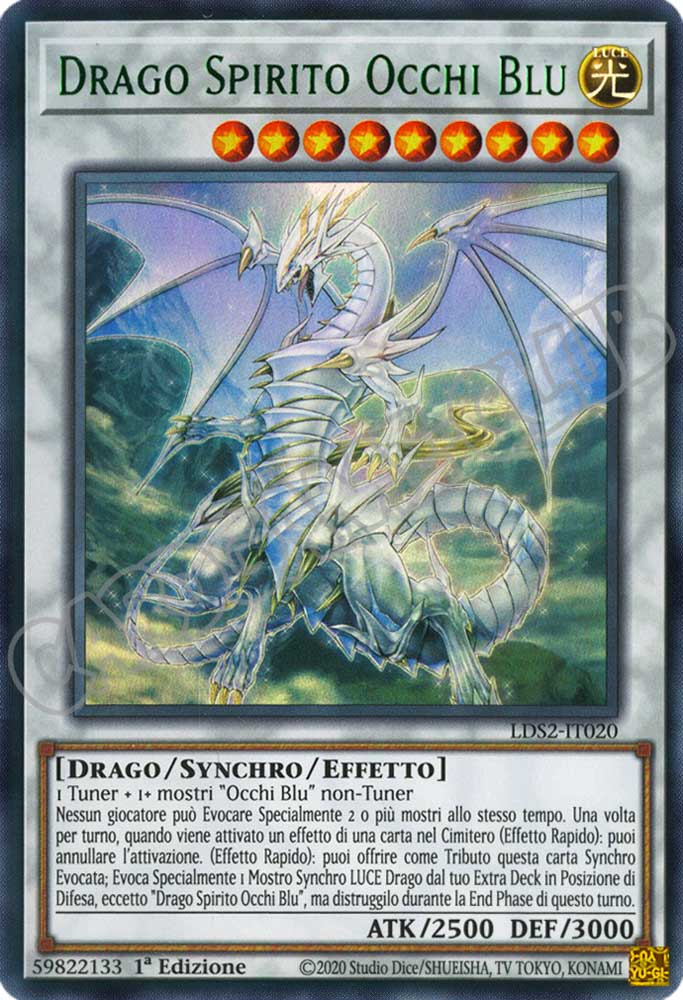 LDS2-IT020 Drago Spirito Occhi Blu (scritta VERDE) ultra rara 1a Edizione (IT) -NEAR MINT-