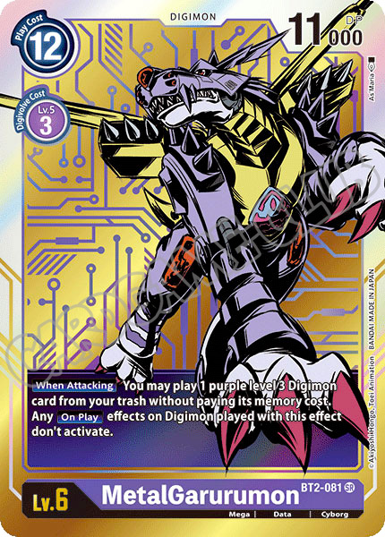 BT02-EN081 MetalGarurumon super rara foil parallela (EN) -NEAR MINT-