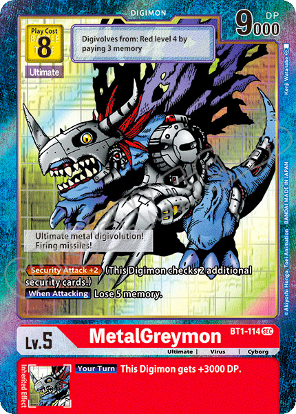 BT01-EN114 MetalGreymon rara segreta foil parallela (EN) -NEAR MINT-