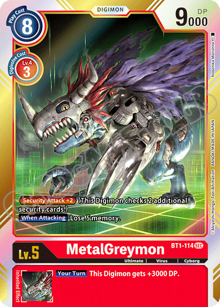 BT01-EN114 MetalGreymon rara segreta foil (EN) -NEAR MINT-