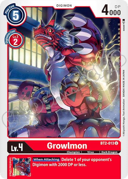 BT02-EN013 Growlmon non comune normale (EN) -NEAR MINT-