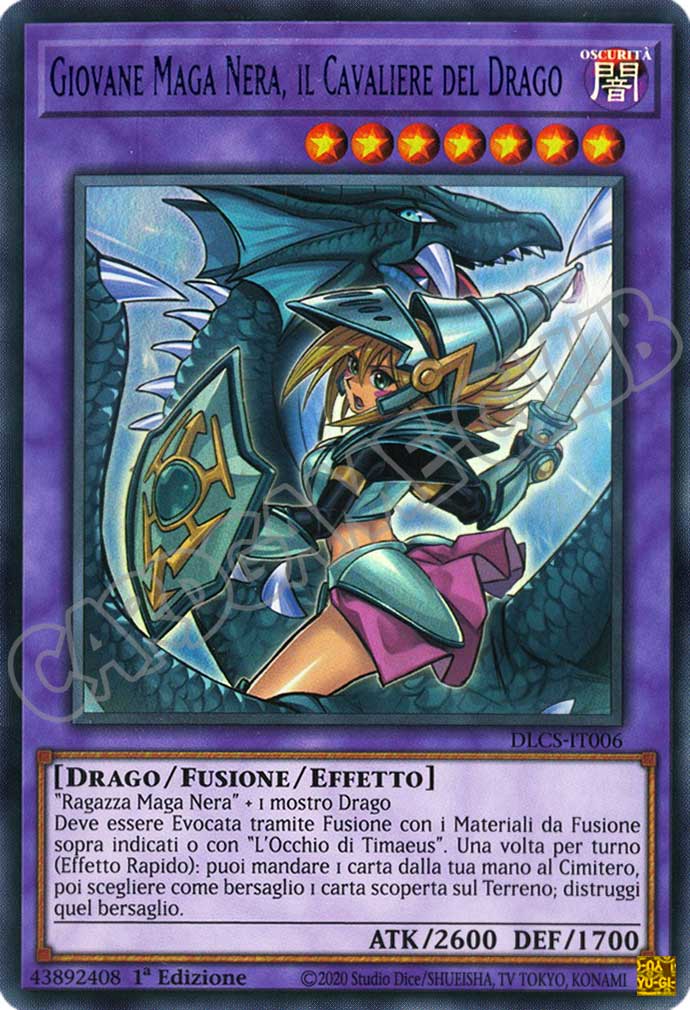 DLCS1IT0B6 Giovane Maga Nera, il Cavaliere del Drago (scritta blu) ultra rara 1a edizione (IT)