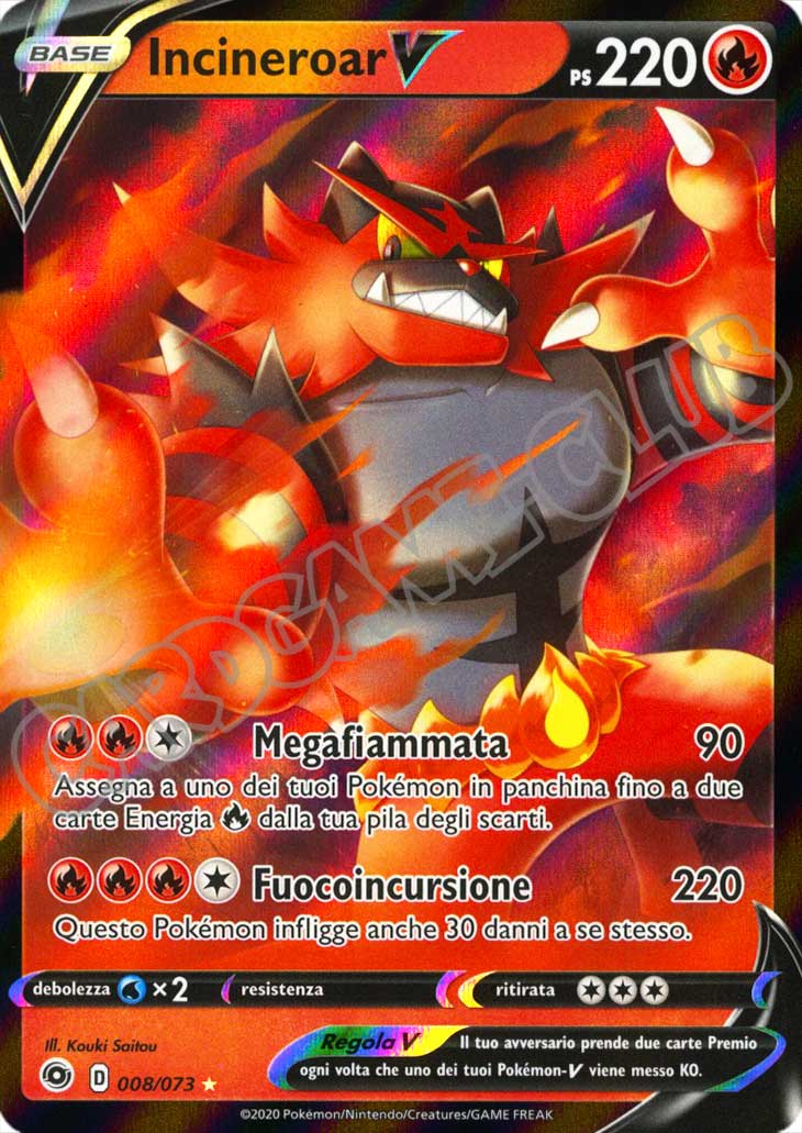 08 / 73 Incineroar V rara V foil (IT) -NEAR MINT-