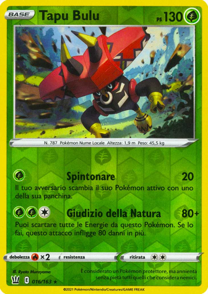 016 / 163 Tapu Bulu Rara Holo Reverse foil (IT) -NEAR MINT-