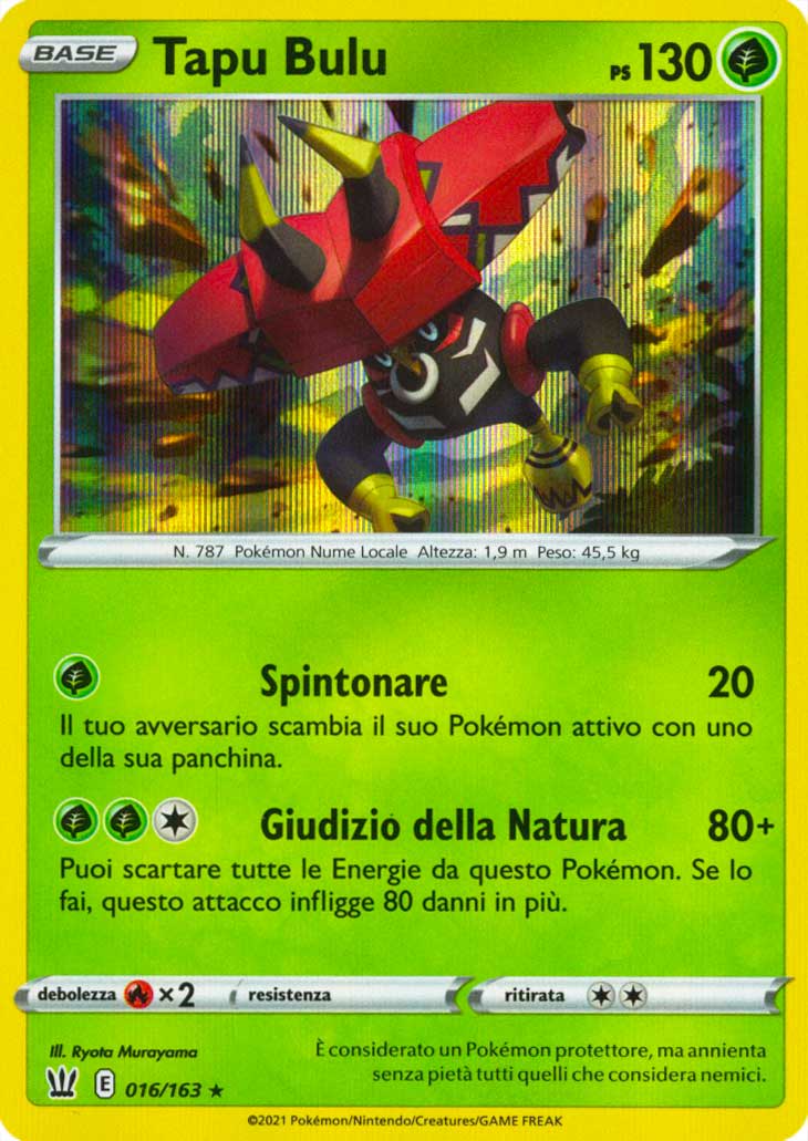 016 / 163 Tapu Bulu Rara Holo foil (IT) -NEAR MINT-