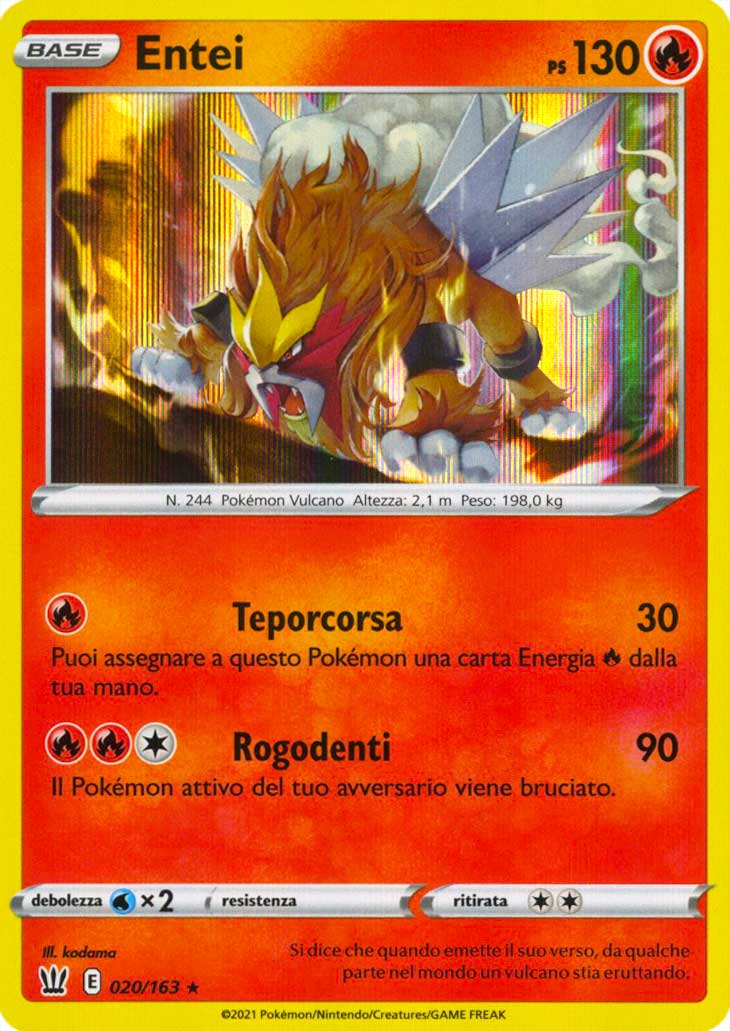 020 / 163 Entei Rara Holo foil (IT) -NEAR MINT-