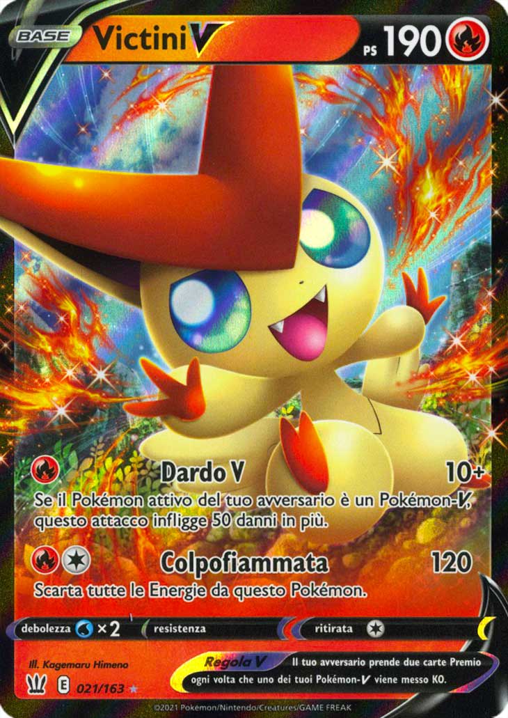 021 / 163 Victini V Rara Holo V foil (IT) -NEAR MINT-