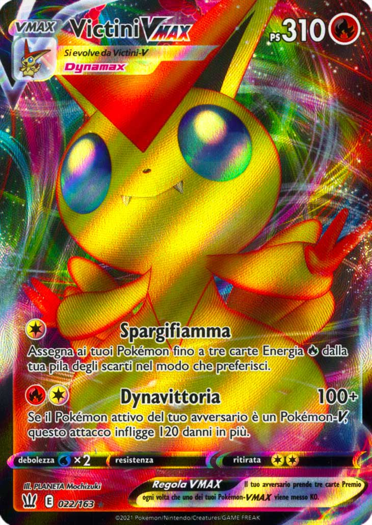 022 / 163 Victini VMAX Rara Holo VMAX foil (IT) -NEAR MINT-