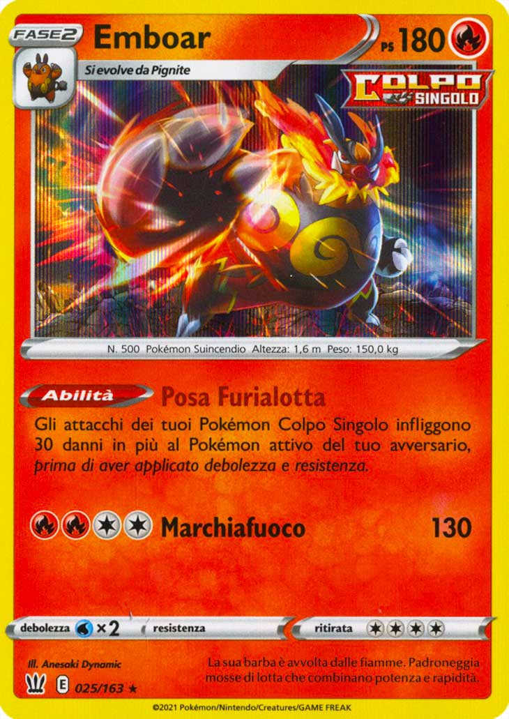 025 / 163 Emboar Rara Holo foil (IT) -NEAR MINT-