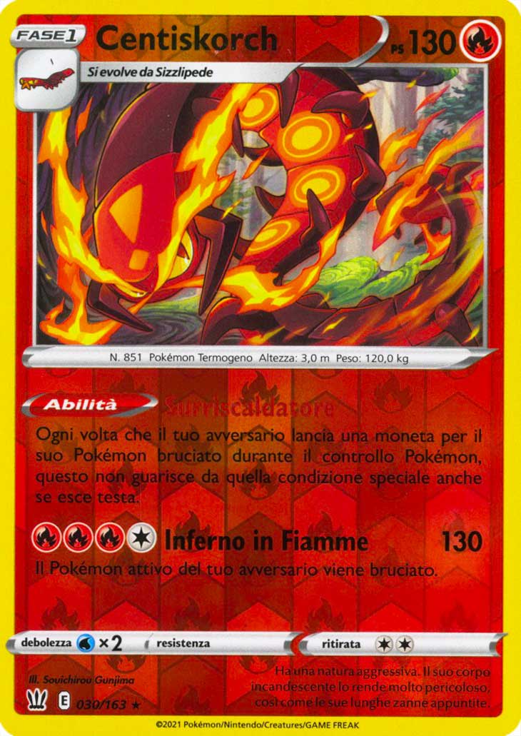 030 / 163 Centiskorch Rara Reverse foil (IT) -NEAR MINT-