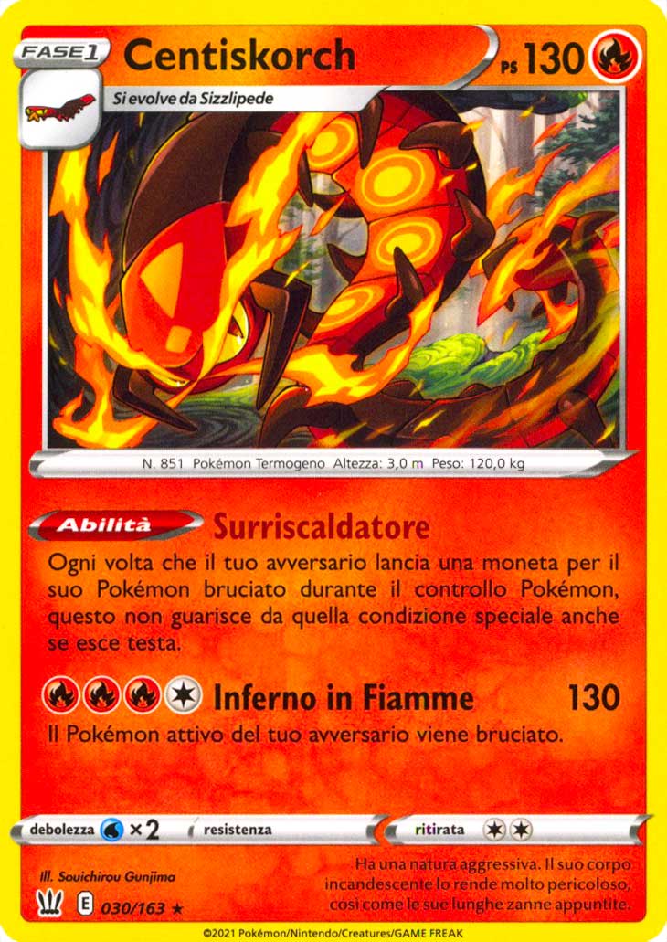 030 / 163 Centiskorch Rara normale (IT) -NEAR MINT-