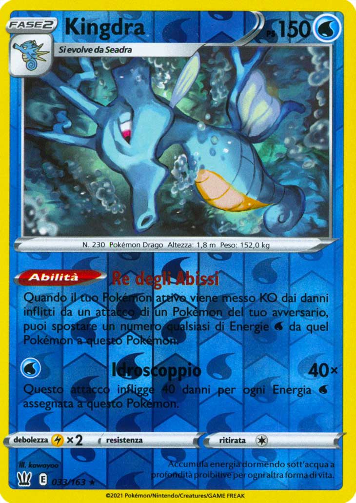 033 / 163 Kingdra Rara Holo Reverse foil (IT) -NEAR MINT-