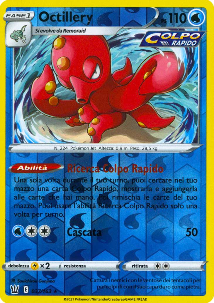 037 / 163 Octillery Rara Holo Reverse foil (IT) -NEAR MINT-
