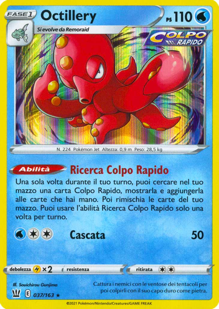 037 / 163 Octillery Rara Holo foil (IT) -NEAR MINT-