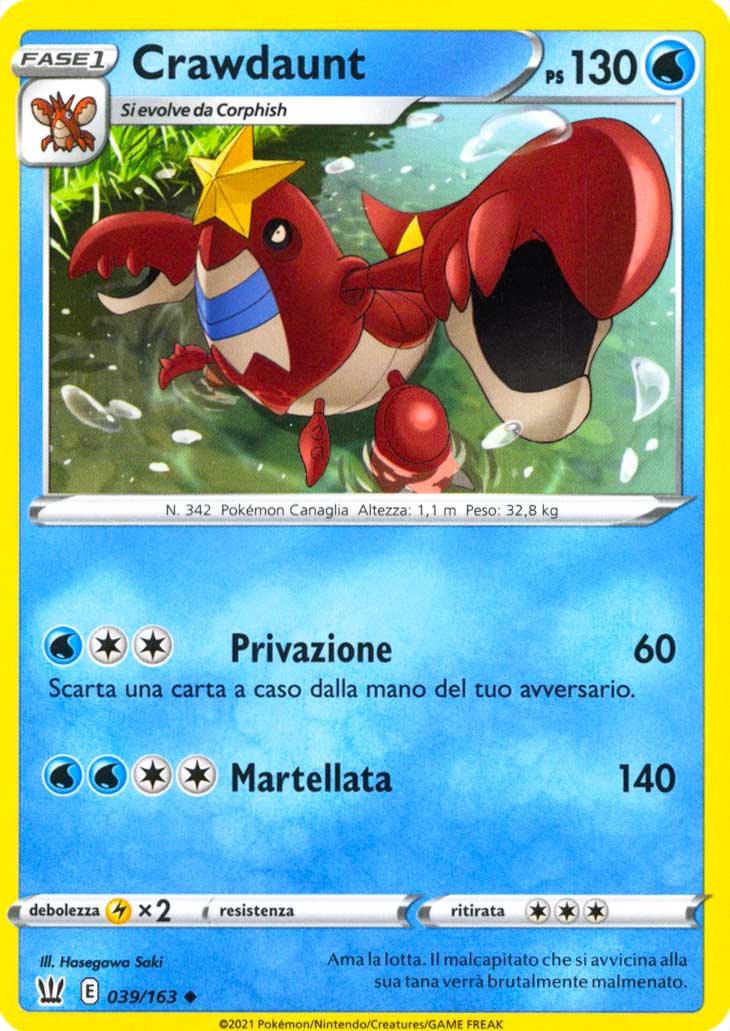 039 / 163 Crawdaunt Non Comune normale (IT) -NEAR MINT-