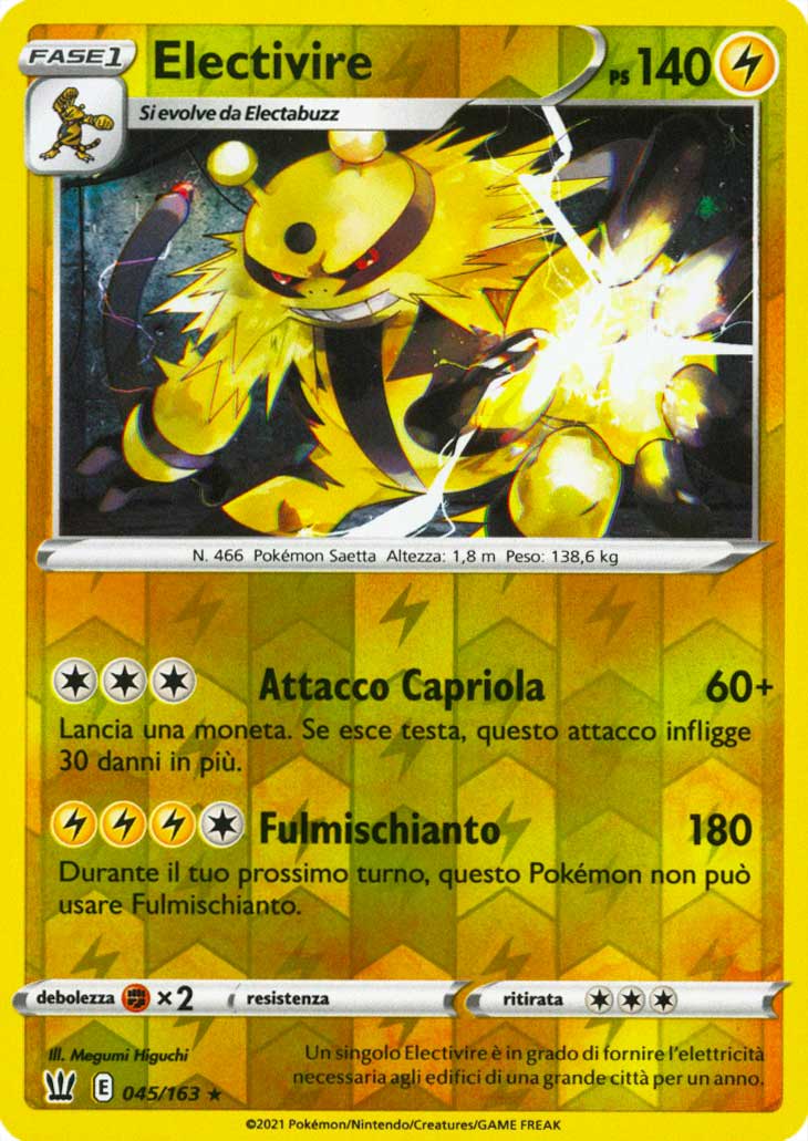 045 / 163 Electivire Rara Reverse foil (IT) -NEAR MINT-