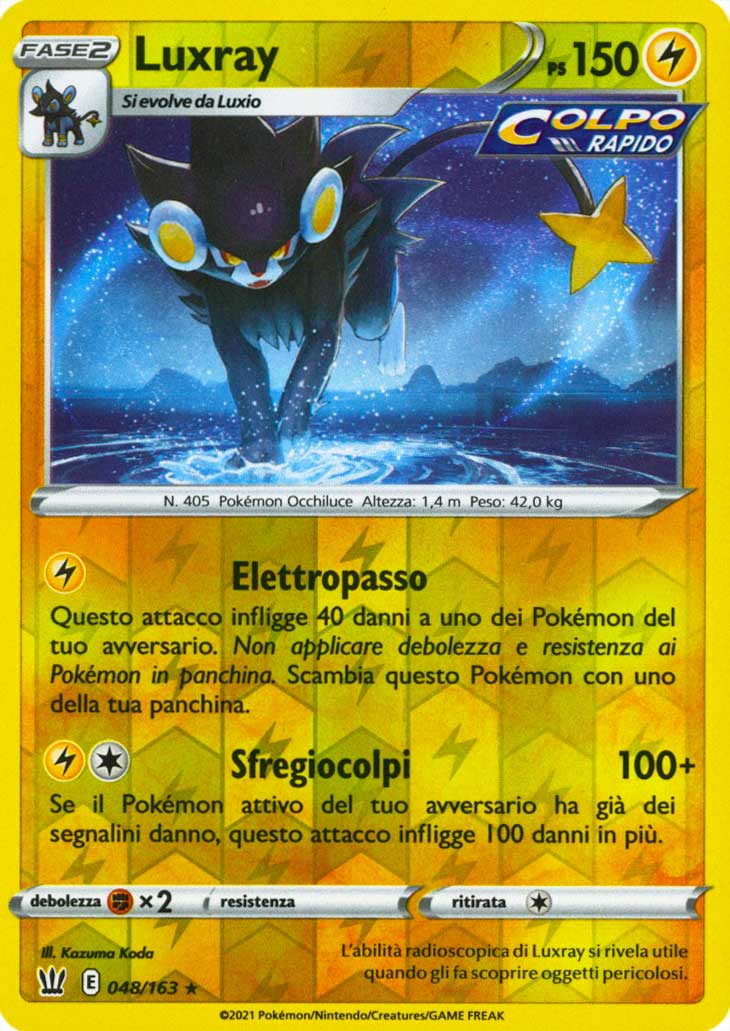 048 / 163 Luxray Rara Holo Reverse foil (IT) -NEAR MINT-