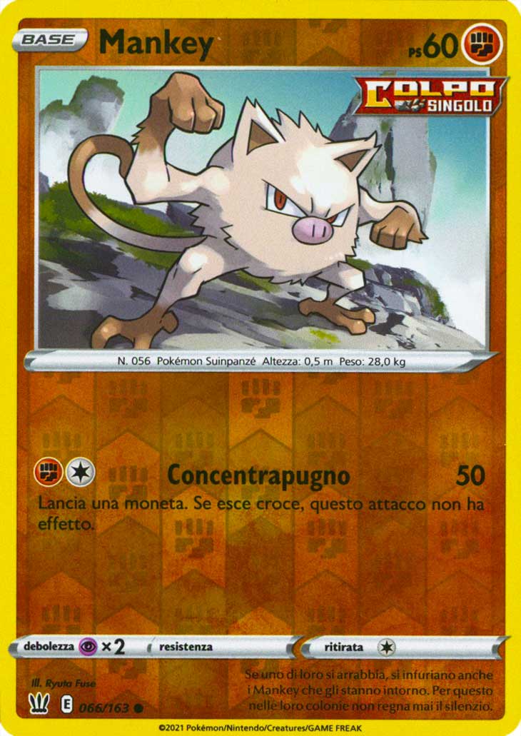 066 / 163 Mankey Comune Reverse foil (IT) -NEAR MINT-