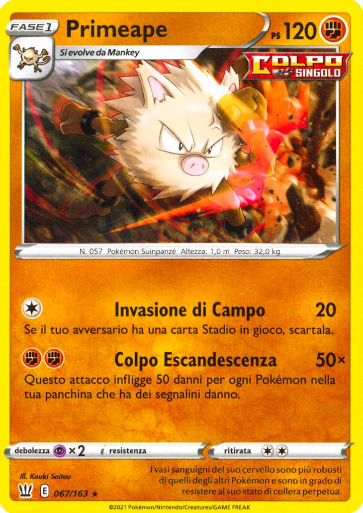 067 / 163 Primeape Rara normale (IT) -NEAR MINT-
