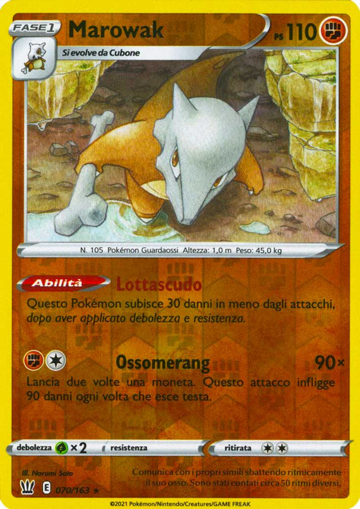 070 / 163 Marowak Rara Reverse foil (IT) -NEAR MINT-