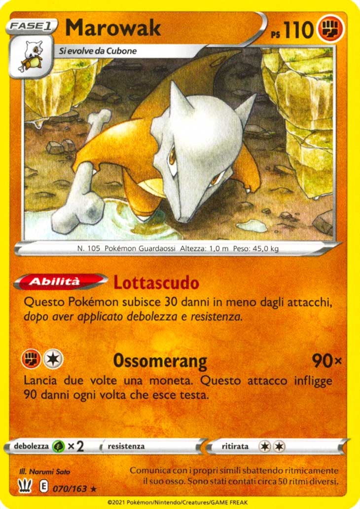 070 / 163 Marowak Rara normale (IT) -NEAR MINT-