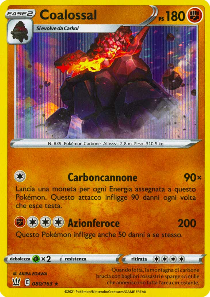080 / 163 Coalossal Rara Holo foil (IT) -NEAR MINT-