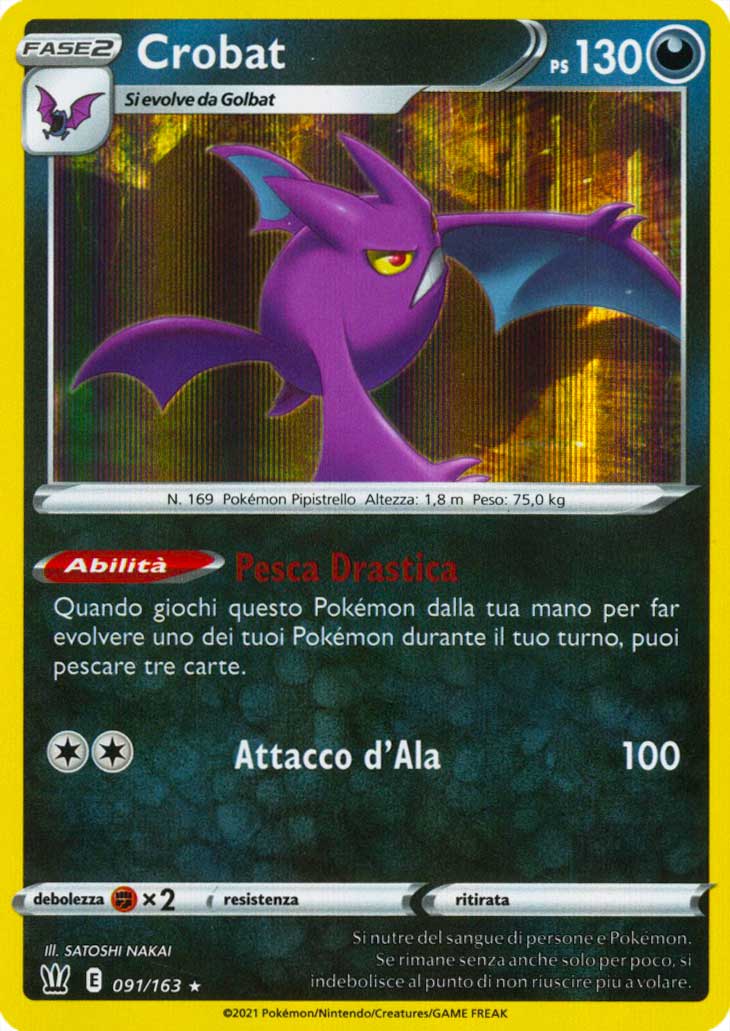 091 / 163 Crobat Rara Holo foil (IT) -NEAR MINT-