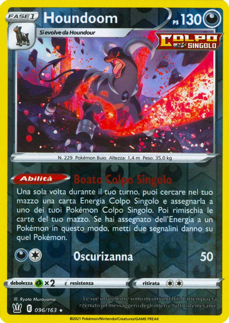 096 / 163 Houndoom Rara Holo Reverse foil (IT) -NEAR MINT-