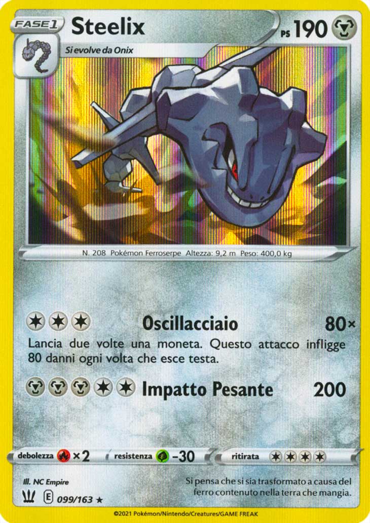099 / 163 Steelix Rara Holo foil (IT) -NEAR MINT-
