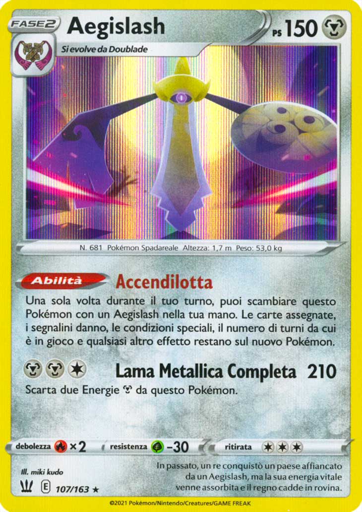 107 / 163 Aegislash Rara Holo foil (IT) -NEAR MINT-
