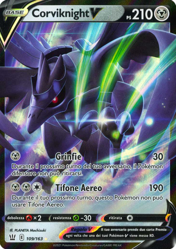 109 / 163 Corviknight V Rara Holo V foil (IT) -NEAR MINT-