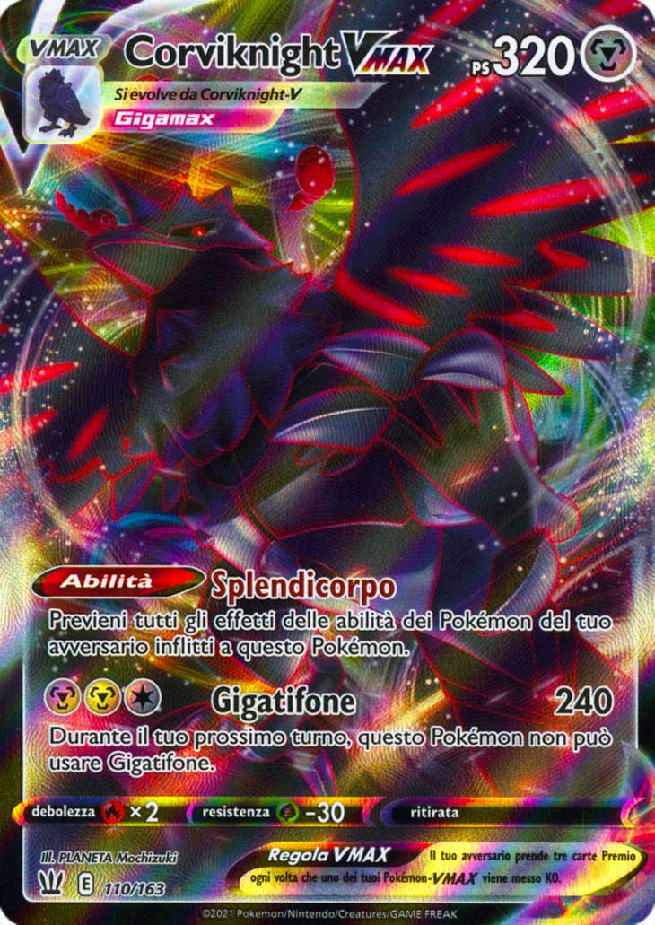 110 / 163 Corviknight VMAX Rara Holo VMAX foil (IT) -NEAR MINT-
