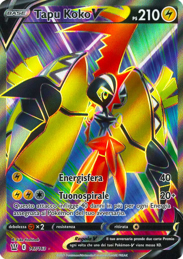147 / 163 Tapu Koko V Ultra Rara V Full Art foil (IT) -NEAR MINT-