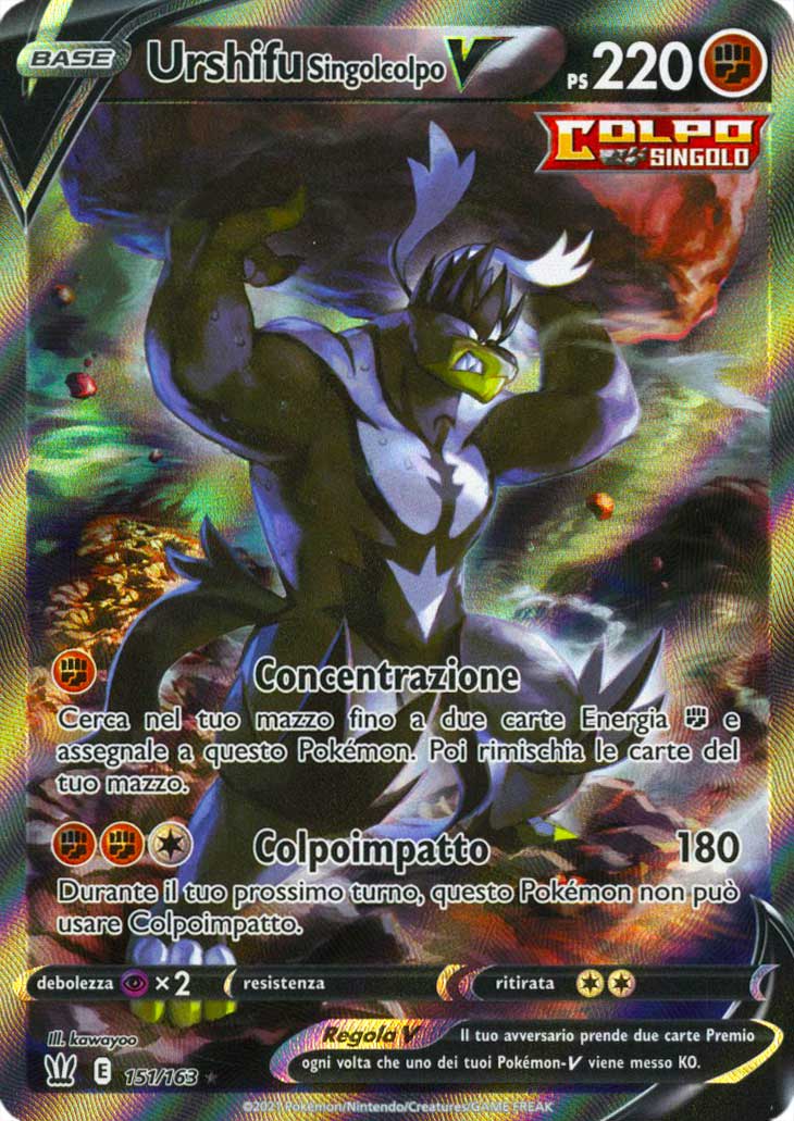 151 / 163 Urshifu Singolcolpo V Ultra Rara V Full Art foil (IT) -NEAR MINT-