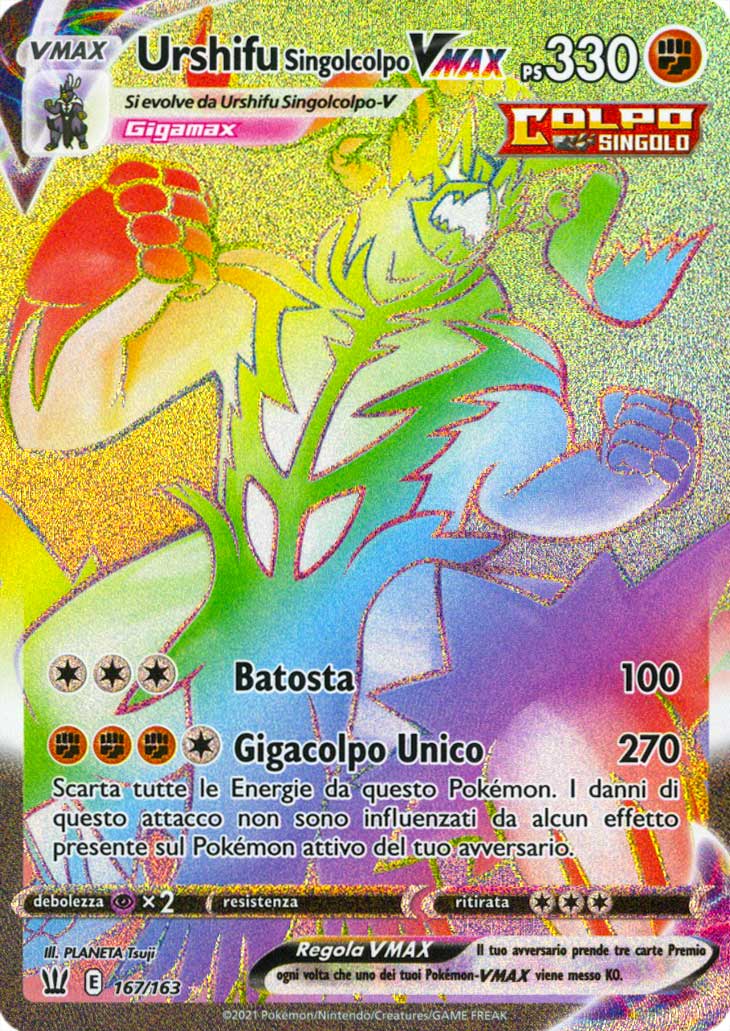 167 / 163 Urshifu Singolcolpo VMAX Rara Segreta VMAX Rainbow foil (IT) -NEAR MINT-