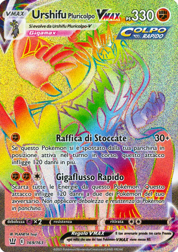 169 / 163 Urshifu Pluricolpo VMAX Rara Segreta VMAX Rainbow foil (IT) -NEAR MINT-