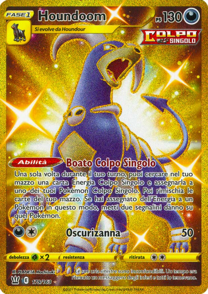 179 / 163 Houndoom Rara Segreta Gold foil (IT) -NEAR MINT-