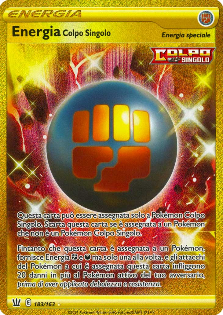 183 / 163 Energia Colpo Singolo Rara Segreta Gold foil (IT) -NEAR MINT-