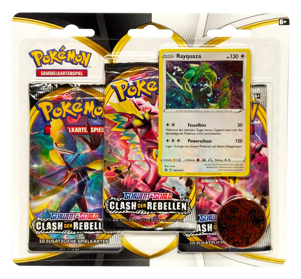 Schwert & Schild Clash der Rebellen 3 Pack Blister Rayquaza (DE)