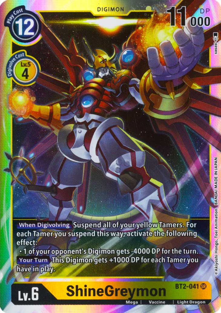 BT02-EN041 ShineGreymon super rara foil (EN) -NEAR MINT-