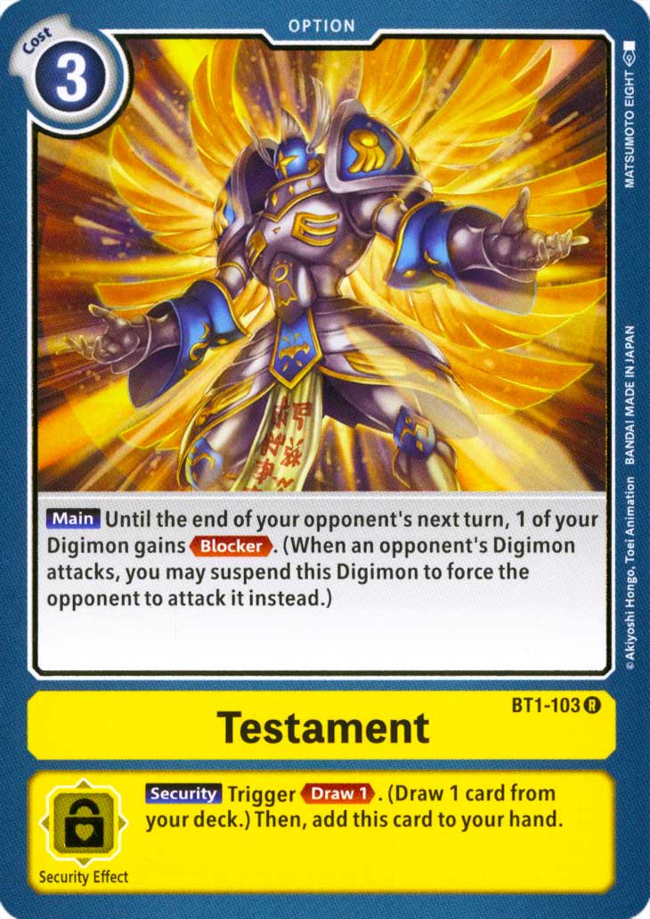 BT01-EN103 Testament rara normale (EN) -NEAR MINT-