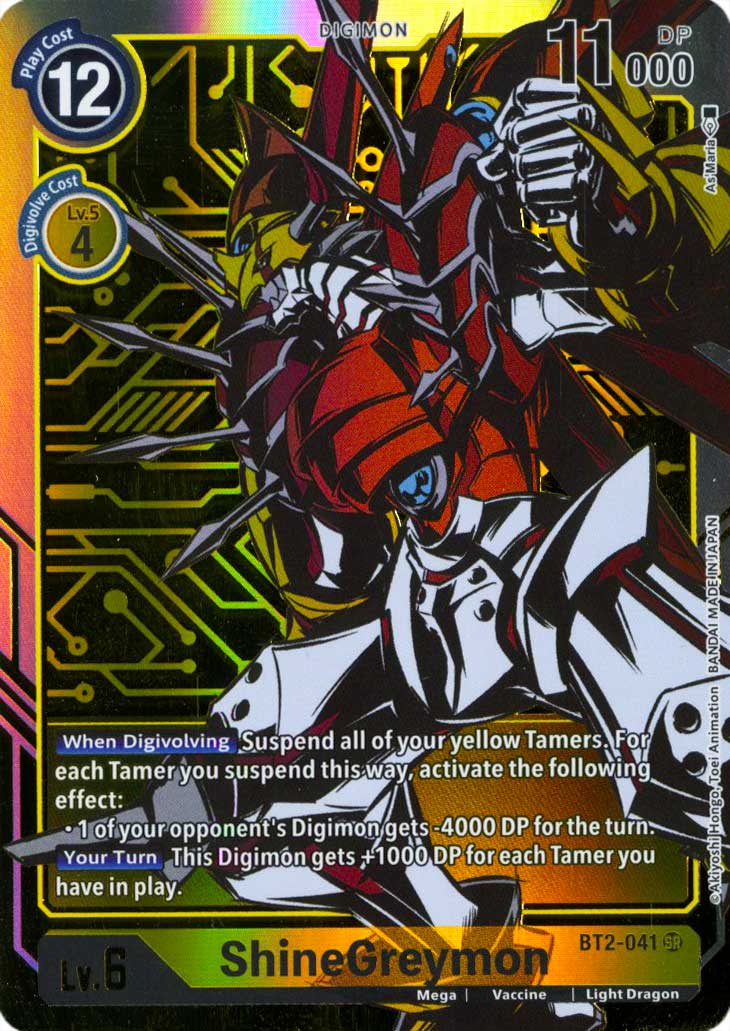 BT02-EN041 ShineGreymon super rara foil parallela (EN) -NEAR MINT-