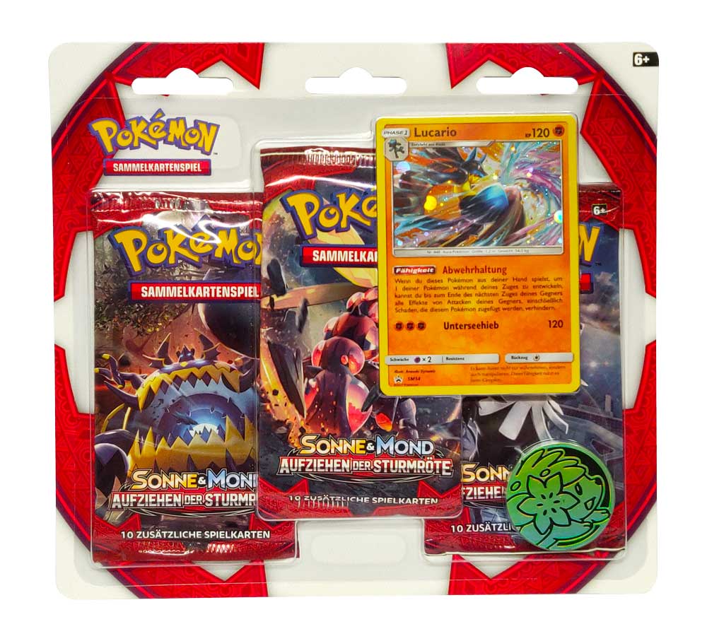 Sonne & Mond Aufziehen der Sturmrote 3 Pack Blister Lucario (DE)