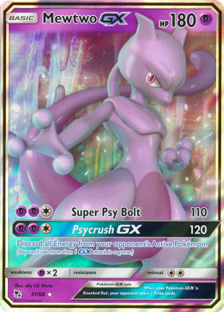 31 / 68 Mewtwo GX rara GX foil (EN) -NEAR MINT-