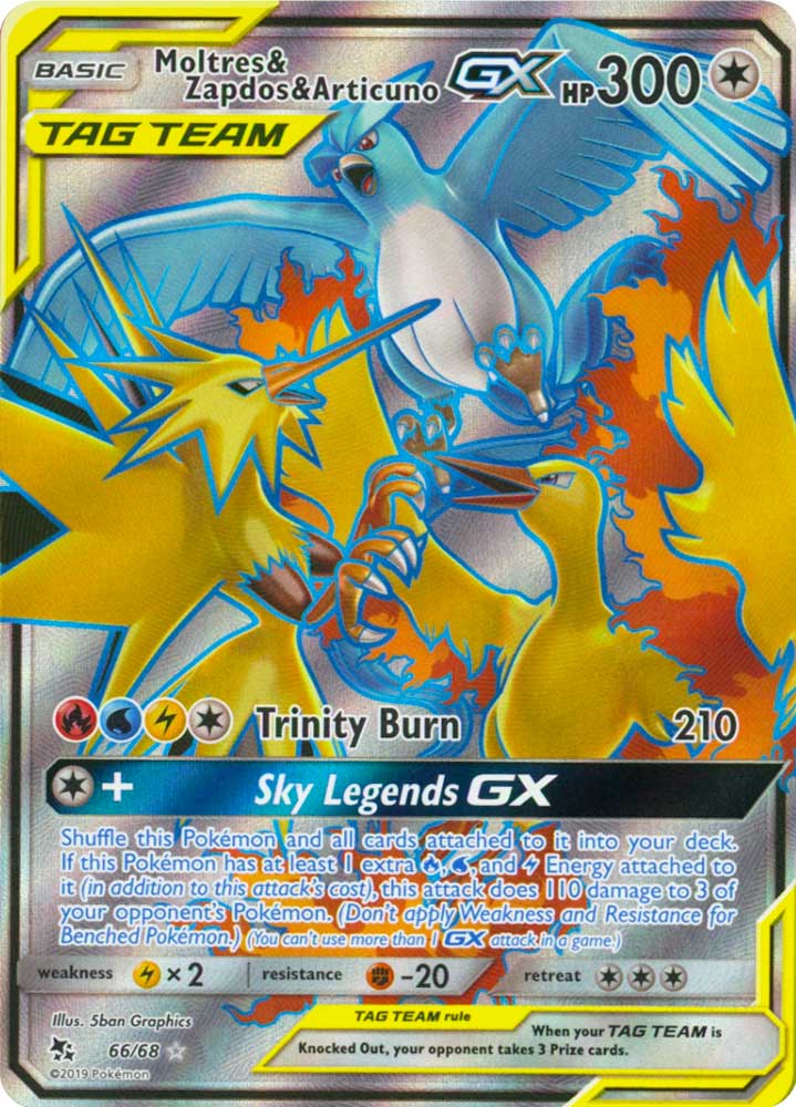 66 / 68 Moltres, Zapdos e Articuno GX ultra rara foil (EN) -NEAR MINT-