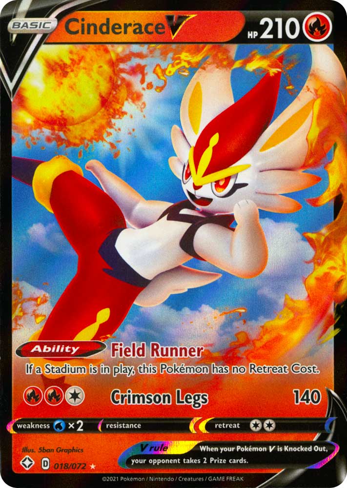18 / 72 Cinderace V Rara Holo V foil (EN) -NEAR MINT-