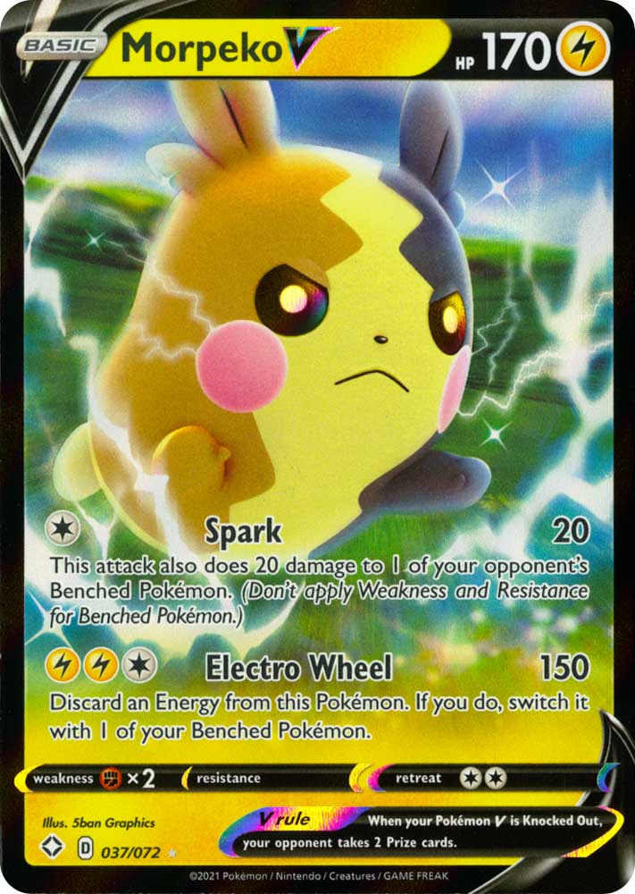 37 / 72 Morpeko V Rara Holo V foil (EN) -NEAR MINT-
