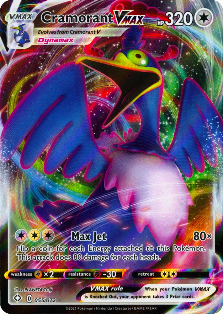 55 / 72 Cramorant VMAX Rara Holo VMAX foil (EN) -NEAR MINT-